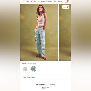 NWT Lap of Luxury Barrel Cargo Jeans We the Free sz 27